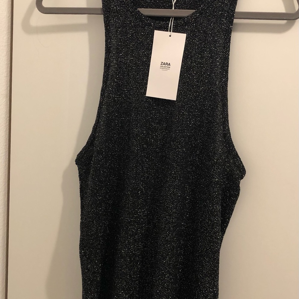 NWT Zara top silver glitter size XL